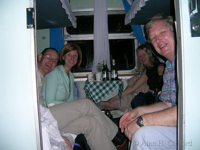 Margaret, Catherine, Connor and Alan in the soft sleeper from Xi&rsquo;an to Yi Chang